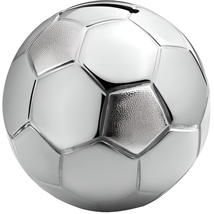 Petite tirelire ballon de football (métal argenté)
