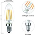 4w c35 ampoules led bougie filament e14 culot blanc chaud 2700k 450lm, équivalent 40w ampoule incandescence, ac220-240 v, 360 degr-1