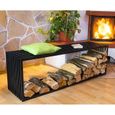 Banc de bois de chauffage D-Style 150cm avec étagère pour cheminée - DANDIBO - Noir - Métal-1