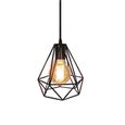 Rétro Style Industriel 3 Luminaire Lampe Suspendue Noir Abat-jour forme diamant E27 Noir-1