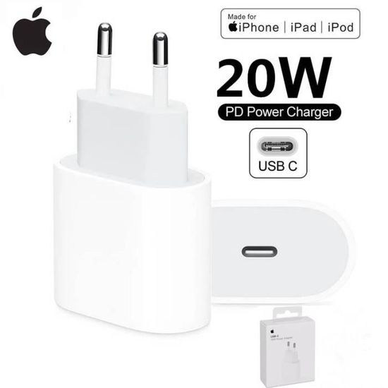 Qualité d'origine USB 20W-C chargeur adaptateur électrique pour Apple iPhone  12 PRO Max Pd QC3.0 Pd3.0 de charge rapide de 5V/3A 9V/2.22Un - Chine Nous  20W UK UE au bouchon de charge