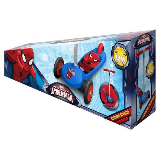 Trottinette Spidey Tri pour Enfants | Édition Deluxe sous Licence Officielle avec Autocollants passionnants | Cadre en Acier Robuste et pneus Anti-crevaison | Hauteur du Guidon réglable | À partir de