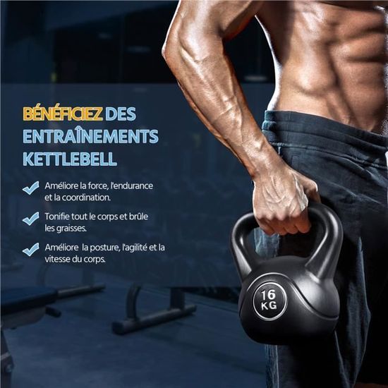 Lot De 4 Kettlebells Yaheetech 2/4/6/8 Kg - Set Entraînement Musculation Maison Et Gym