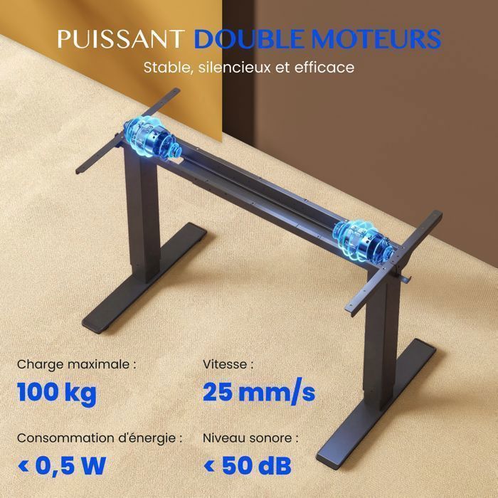 FLEXISPOT Bureau Assis Debout à 2 Moteurs, Cadre de Bureau Réglable en Hauteur en Acier avec Panneau Smart à Fonctions Mémoires et Système Anti- Collision, Charge 100kg, Gris