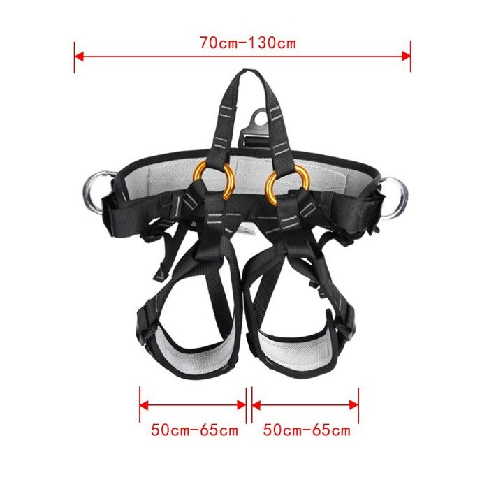 FIYSON Baudrier Escalade CE – Harnais Demi-Corps Taille Unique (70-130cm), 25kN, 1300g, Pour Alpinisme Spéléologie Secours