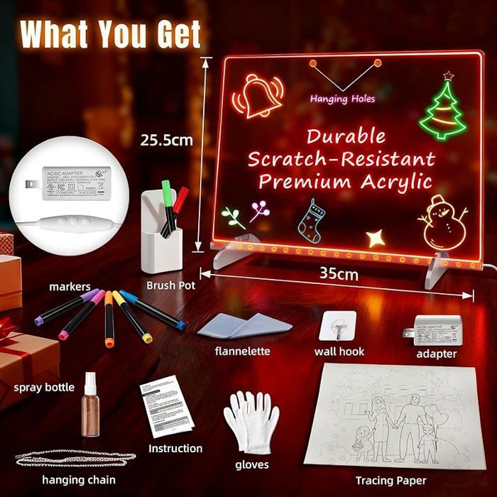 Tableau lumineux Message LED 35 x 25 cm Tablette lumineuse Dessin 13 ...