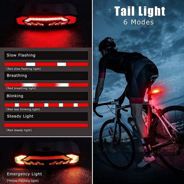 Feu arrière vélo reflecteur 5 leds