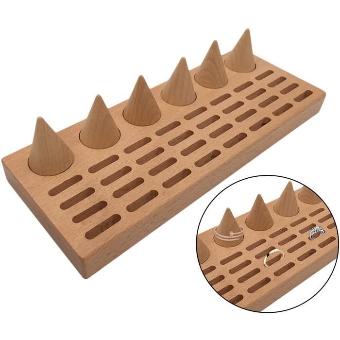 BESPORTBLE 6pièces Support De Bague Bois Cône Présentoir