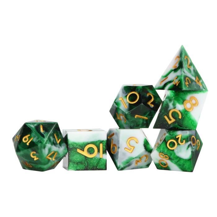 Lot De 7 Dés Résine Polyédriques – Thème Méduse, Phosphorescents (Glow In The Dark), Pour Jeux De Rôle
