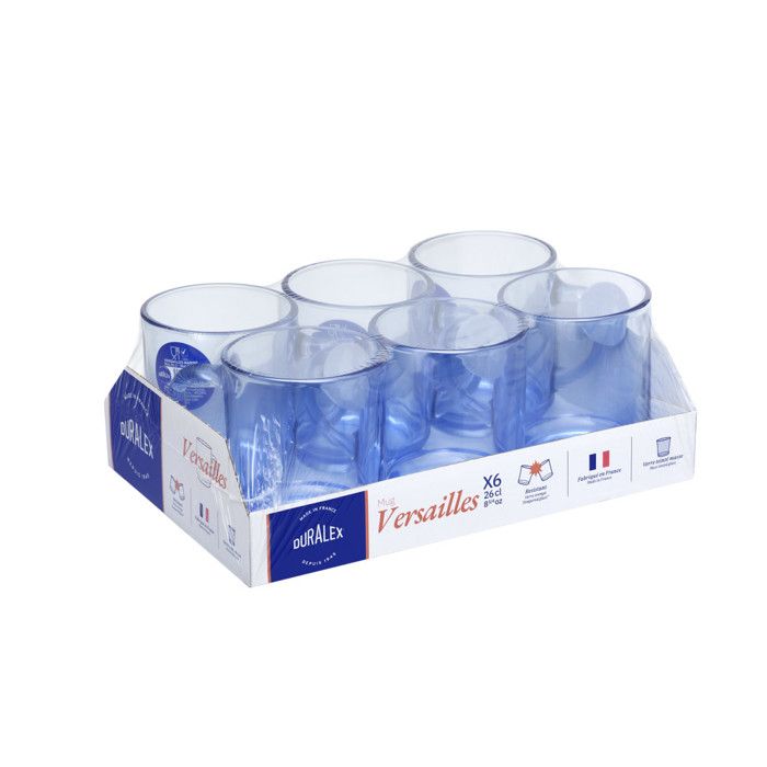 Versailles - Mug en verre Gris 26 cl (Lot de 6) - ® Boutique