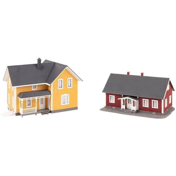 Faller 130604 – 2 Maisons Suédoises H0 1/87 – Kit Modélisme Détaillé, époque III – Cadeau Passion Train