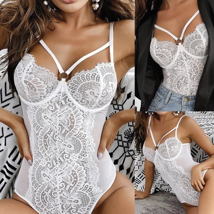 lingerie combinaison sexy Combinaison dentelle noire en nylon Obsessive