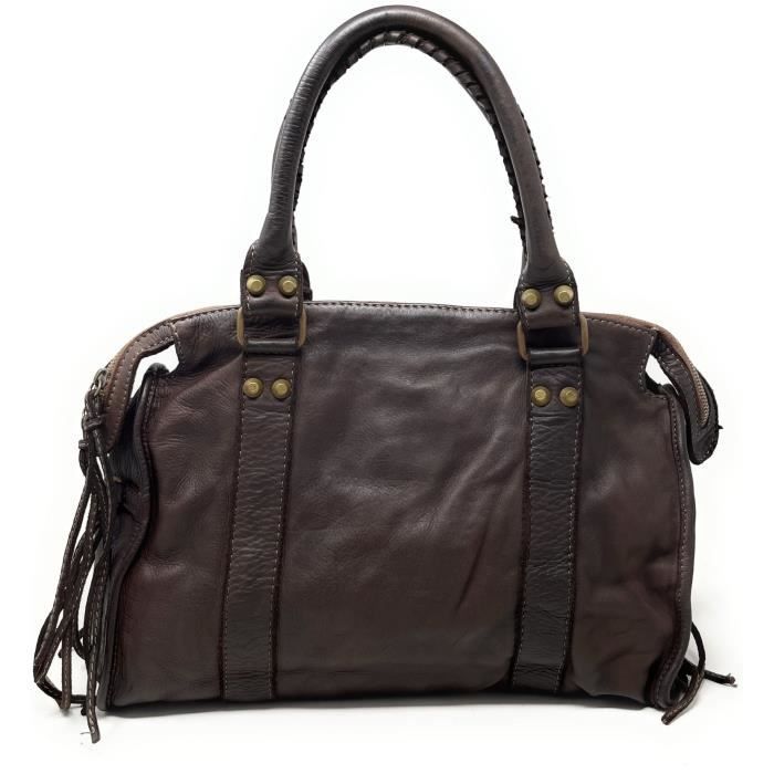 Sac à main OH MY BAG MISS STORM Cuir italien Chocolat