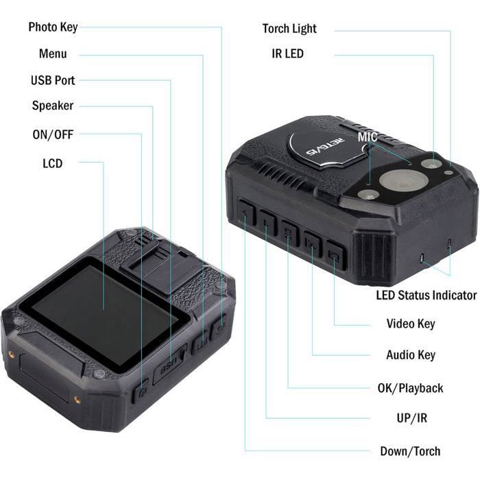 Vetta Rt77 Retevis RT77 Caméra Corporelle,1080P HD Enregistrement Video avec Audio ...