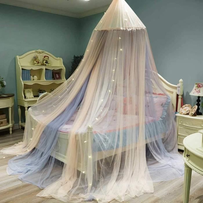 Ciel de lit en dentelle, moustiquaire, tente de jeu princesse, coin lecture, dôme rond, rideaux
