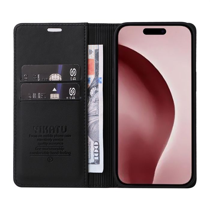 Étui Portefeuille Pour IPhone 16e – Housse En Cuir PU à Rabat, Poches Cartes, Support Magnétique - 4