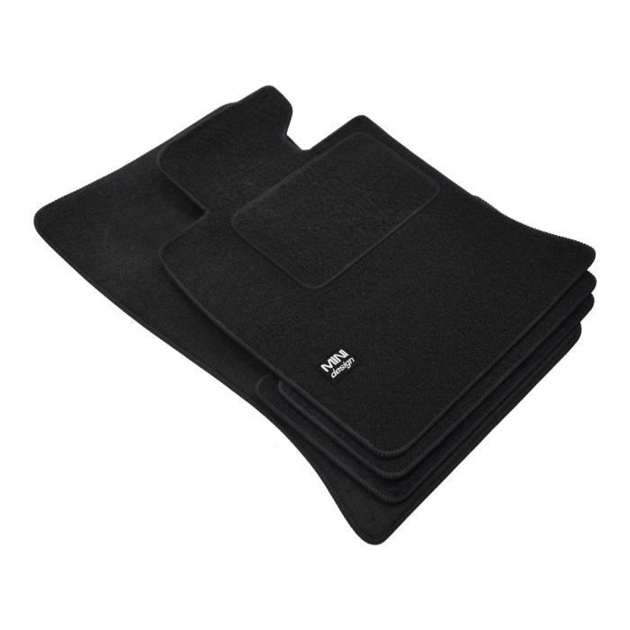 Tapis De Sol Sur Mesure Pour Peugeot 208 2012-2019 - 4 Pièces En Velours Noir Antidérapant Avec Renfort Pédalier