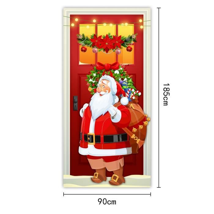 Décoration De Porte De Noël, Bannière De Fond Père Noël Pour Porte D'entrée De Maison, Décoration De Noël (H
