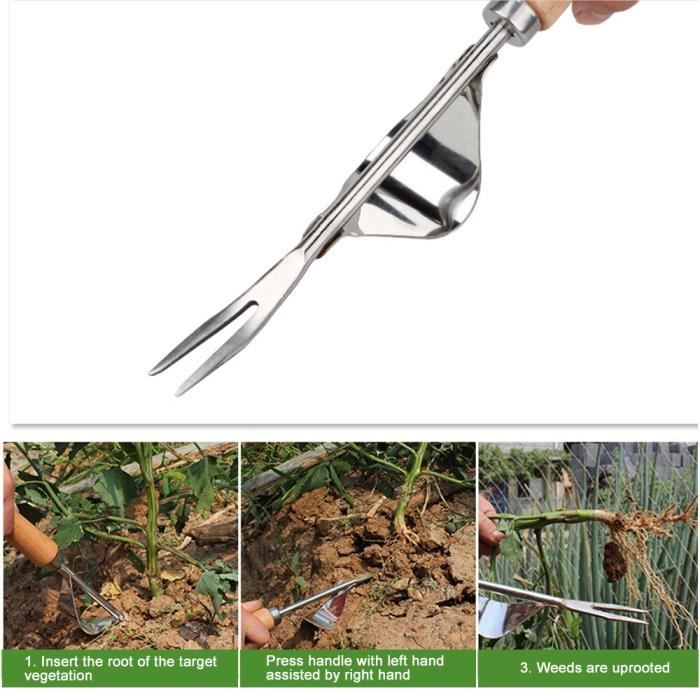 Désherbeur Manuel Acier Inoxydable Rose Rouge - Grattoir Jardin Ergonomique Pour Mauvaises Herbes