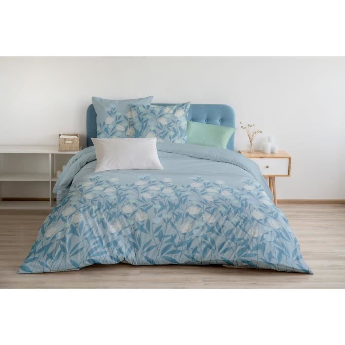 Housse de couette 2 personnes 240 x 220 cm – Percale de coton 78 fils – Tilleul