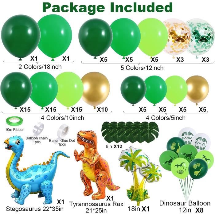 21 pièces 1 2 3 4 5 ans dinosaure anniversaire ballons ensemble