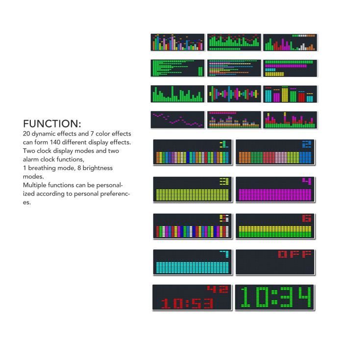 YOSOO Afficheur spectre musical LED RGB 384 Leds 20 effets dynamiques  Indicateur analyser musique - Cdiscount Jeux - Jouets