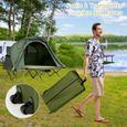 COSTWAY Tente Camping Surélevée pour 2 Personnes Matelas Auto-gonflant Sac Transport à Roulettes Double Toit Crochet de Lampe Vert-3