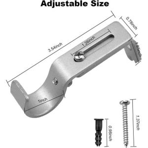 Support Tige Ouvert Tringle à Rideau Métal Gris Chromé 20/28mm L.95mm