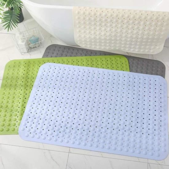 Tapis De Douche Antidérapant 70x40 Cm Vert - Ventouses + Drainage + Massage Pieds - Grand Format