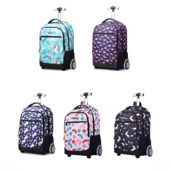 Cartable a on sale roulette flamant rose