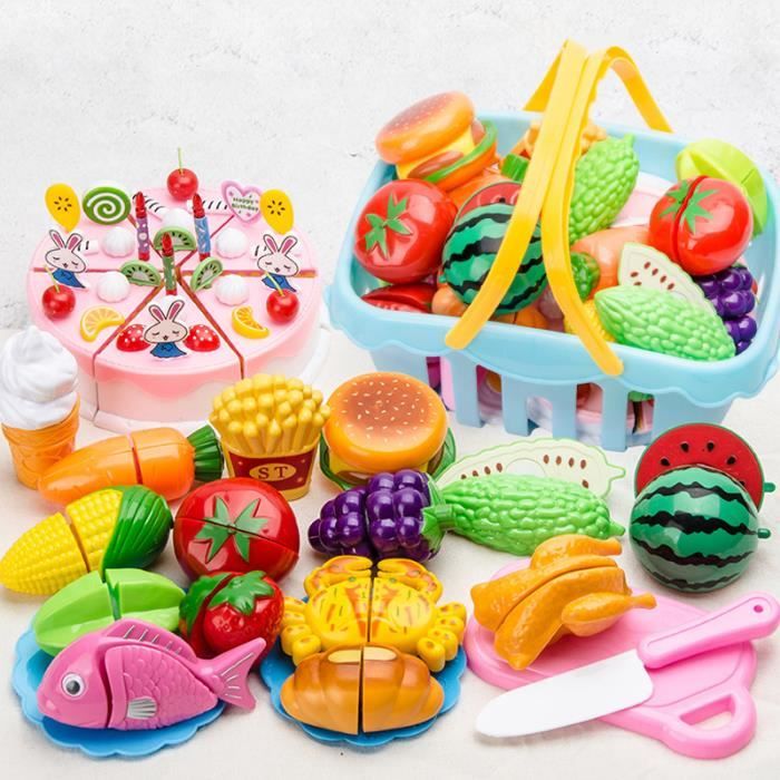 74 pieces Jouet de cuisine en plastique pour enfants Ensemble de caddie Fruits et legumes coupes Maison de Cdiscount Jeux Jouets