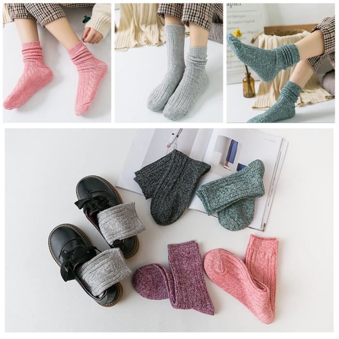 Chaussettes de Ski Femme Hiver Chaud Épais Tricoté En Peluche Doublé Fuzzy  Sleeping Hosiery Laine Automne Maison Sommeil Noël Neige - Cdiscount Sport