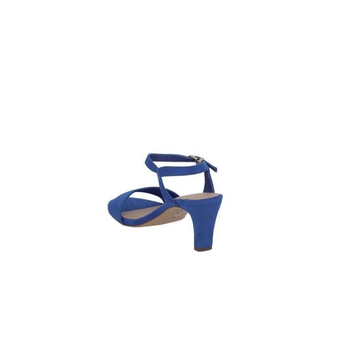 Sandale talon color e et bride fine la cheville Bleu Bleu