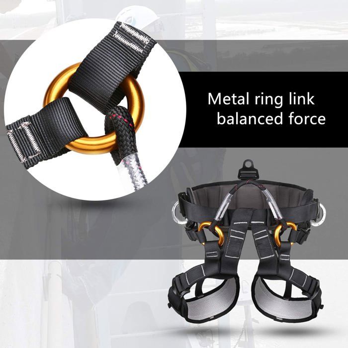 NewDoar Harnais D'escalade épais, Certifié CE, Demi-corps Plus Large Pour Le Sauvetage En Rappel, Incendie (noir 2