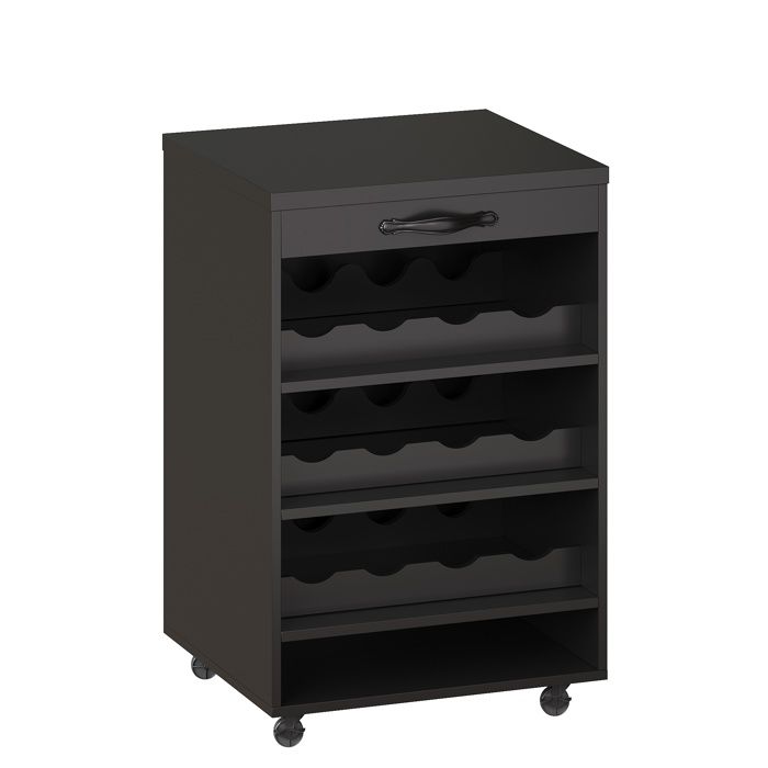 Meuble de Cuisine Polyvalent, Armoire Haute + Chariot Amovible, Port USB, Casier à Vin 9 Bouteilles, Robuste et S BUFFET DE CUISINE - Maison