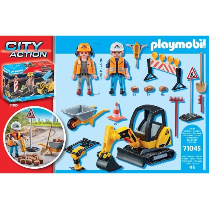 PLAYMOBIL 71045 City Action La Construction Promo Pack Ouvriers de voirie Cdiscount Jeux Jouets