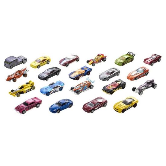 Hot Wheels Coffret 20 Véhicules Échelle 1/64 – Voitures Et Camions Jouets, Modèles Aléatoires, Détails Réalistes, Dès 3 Ans