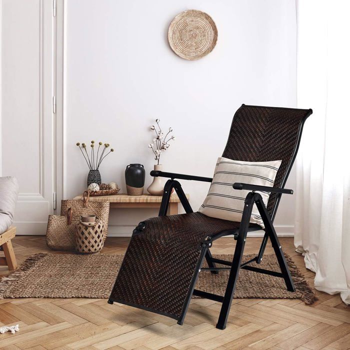 Chaise De Jardin En Bois D'Acacia Avec Repose-Pieds Et Coussins - Confort Extérieur Marron - Charge 120 Kg - 11