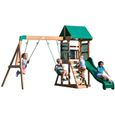 Backyard Discovery Buckley Hill aire de jeux en bois | Avec balançoire / toboggan / bac de sable / échelle | Maison enfant exterieur-0