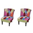2PCS Fauteuil Chaise style France design patchwork multi couleur moderne pour Chambre Salon Confort Durable-0