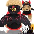 Bat-XL -Citrouille pas cher chien vêtements pour petits chiens hiver français bouledogue manteau sorcière chien déguisement-0