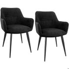 WAFTING Lot de 2 Chaises de Salle à Manger, Chaises de Cuisine, Fauteuil Rembourrée en Velours, Pieds en Métal, Noir