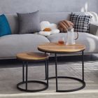 BenyLed Ensemble de Table Basse Gigogne Ronde, Lot de 2 Table D'extrémité de Canapé