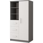 Armoire chambre d'enfants HUCOCO MARLIE - 3 tiroirs + 5 étagères - Blanc