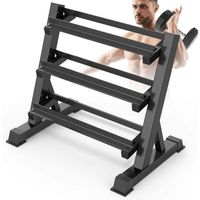 Support pour Haltères - Musculation, Charge Max. 300kg, 90x50x93cm, en Acier, Noir - Rack de Rangement, Repose Barre