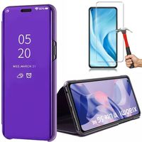 Coque Violet pour Xiaomi Mi 11 Lite + 2 Verres Trempés. Coque Effet Miroir Protection Anti-Rayures Renforcée