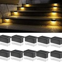 10 Pack Solar Railing LED Lights Outdoor, Waterproof Solar Step Light Used for Stairs, Fence, Deck, Garden, Patio Yard,Porch(Noir)