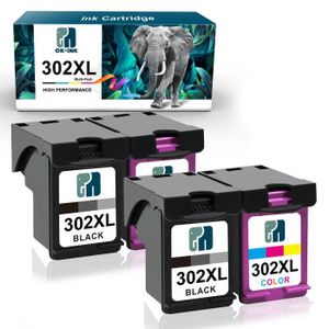 TOPENCRE Pack 3 cartouches compatible avec HP 302 XL (2 noirs + 1