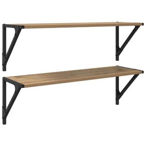 Étagères murales en bois d'ingénierie - vidaXL - Chêne artisanal - 80x25x25,5 cm - Montage mural - 2 pièces