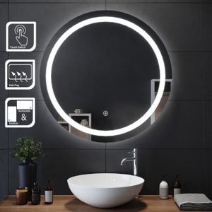 Miroir rond 80 cm anti buee salle de bain - Cdiscount
